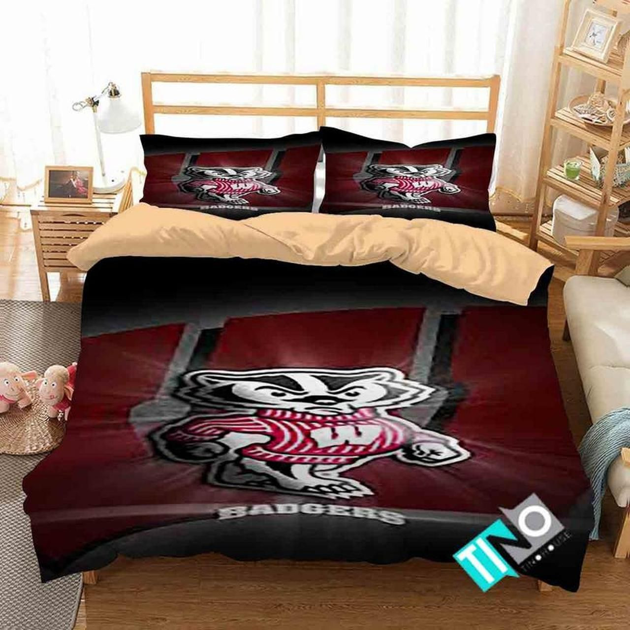 Ncaa Wisconsin Badgers 2 Logo D 3d Personalized Customizedbedding Sets Duvet Cover Bedroom Set Bedset Bedlinen