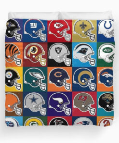 Nfl American Football Teams Helmets Bedding Set For Fans Duvet Cover Pillow Cases