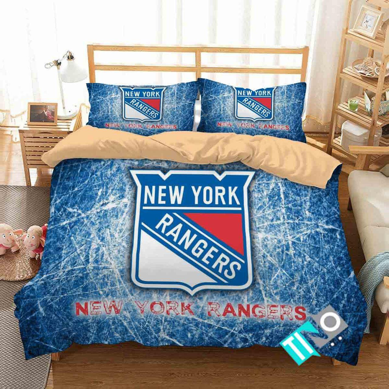 Nhl New York Rangers 2 Logo 3d Personalized Customizedbedding Sets Duvet Cover Bedroom Set Bedset Bedlinen N