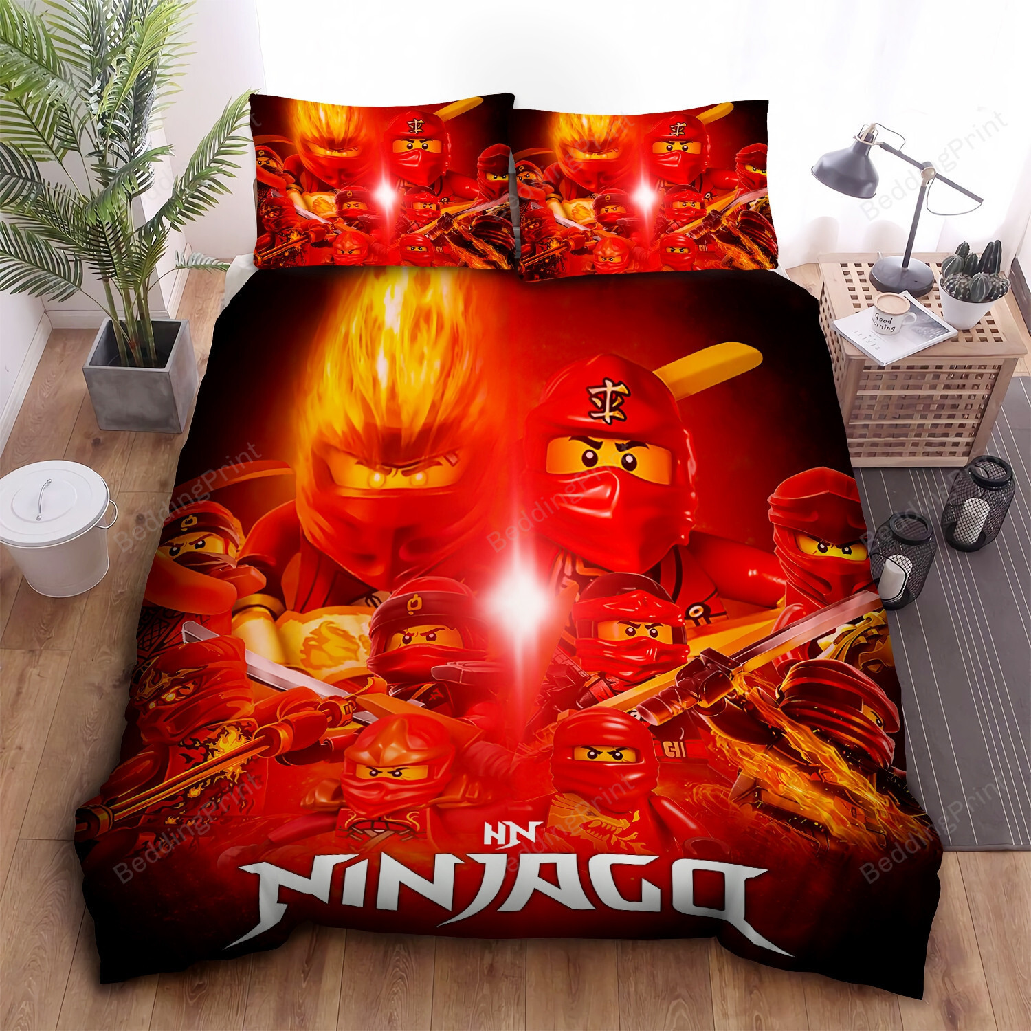 Ninjago Kai Ninja Of Fire Elemental Master Digital Art Bed Sheets Duvet Cover Bedding Sets