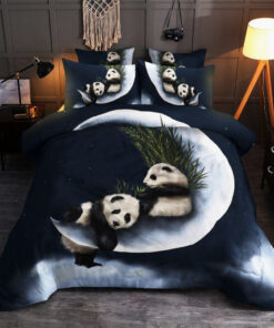 Panda Sitting On The Moon Bed Sheets Duvet Cover Bedding Sets Perfect Gifts For Panda Lover Gifts For Birthday Christmas Thanksgiving