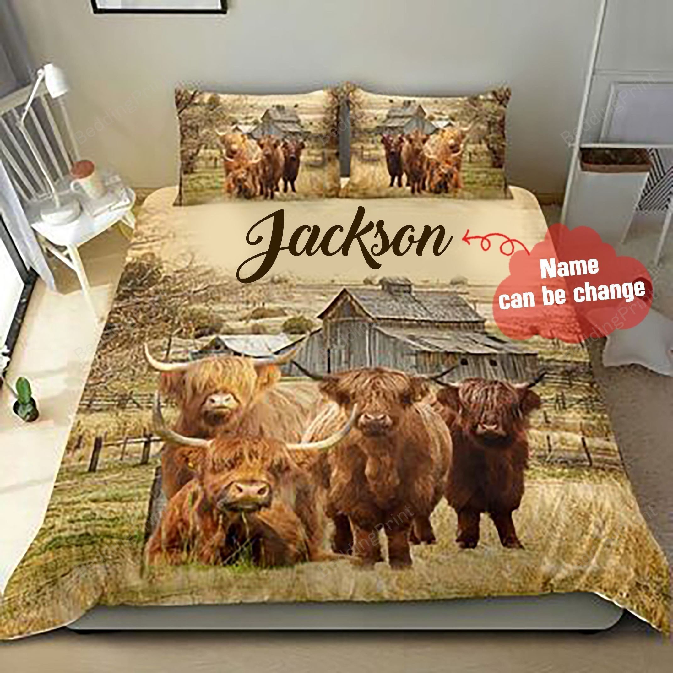 Personalized Highland Cattle Bed Sheets Duvet Cover Bedding Sets Perfect Gifts For Cattle Lover Gifts For Birthday Christmas Thanksgiving