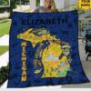 Personalized Michigan Flag Quilt Blanket