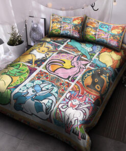 Pokemon Eevee Evolution 3d Quilt Bed Set