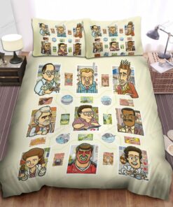 Seinfeld Characters In Cartoon Art Illustration Bed Sheets Spread Comforter Duvet Cover Bedding Sets