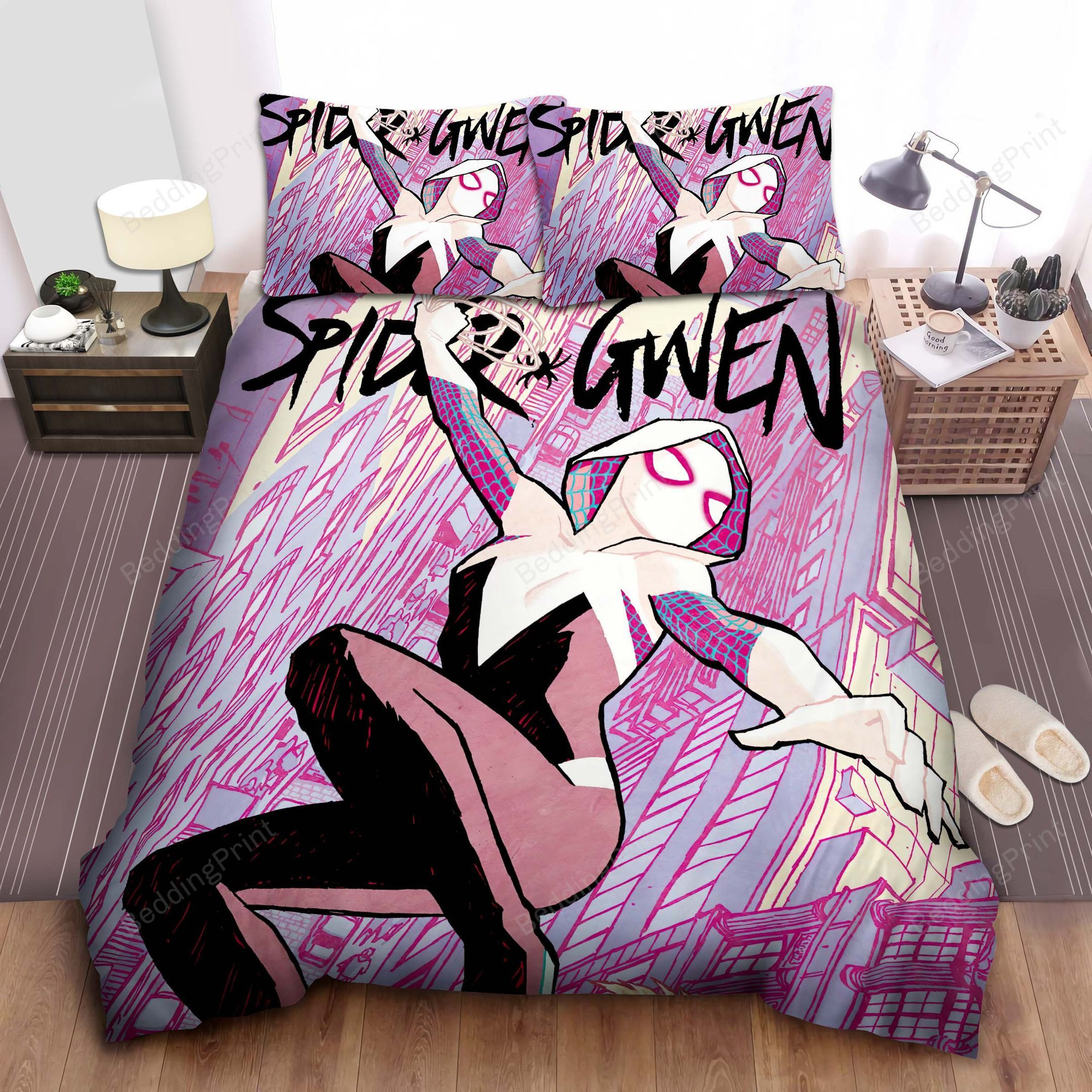 Spider-gwen From Into The Spider Verse Bed Sheets Duvet Cover Bedding Sets