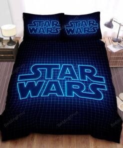 Star Wars Blue Neon Logo Bed Sheets Duvet Cover Bedding Sets