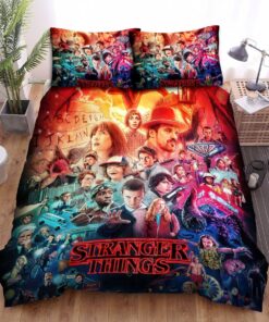 Stranger Things Characters All In One Animated Poster Bed Sheets Duvet Cover Bedding Sets