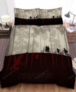 Stranger Things The Party Silhouettes Reflection Upside Down World Art Bed Sheets Duvet Cover Bedding Sets