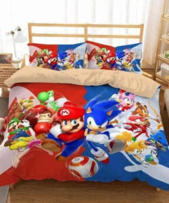 Super Mario And Sonic The Hedgehog #1 Duvet Cover Bedding Set