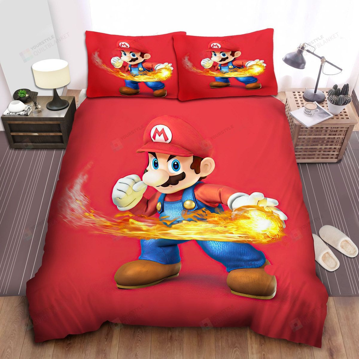 Super Mario With Fireball Bed Sheets Duvet Cover Bedding Sets