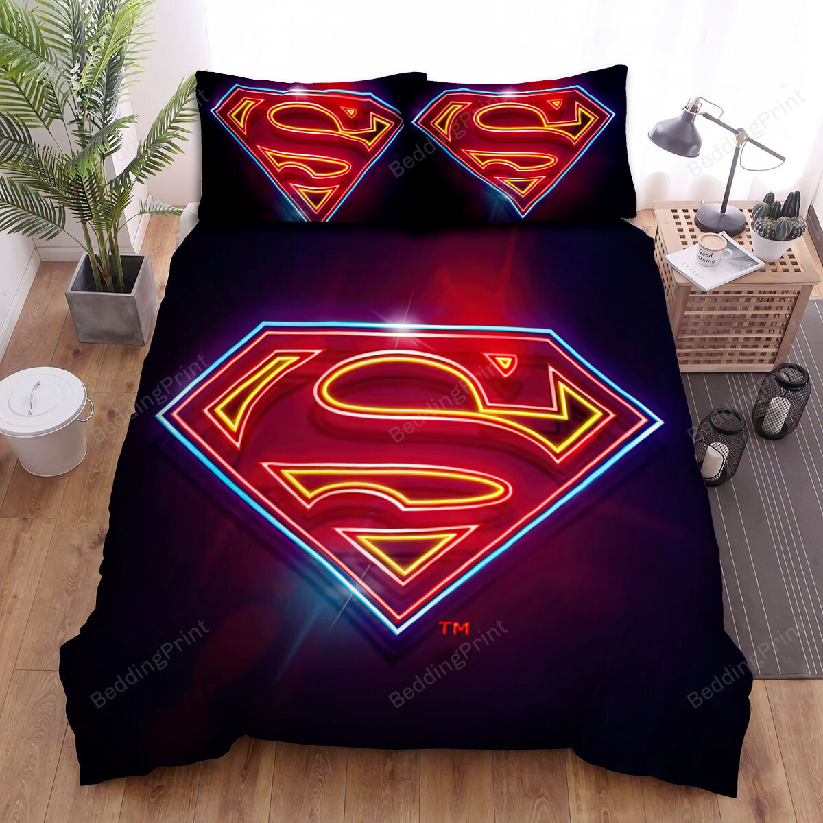 Symbols Of Hope Superman Neon Bed Sheets Duvet Cover Bedding Sets