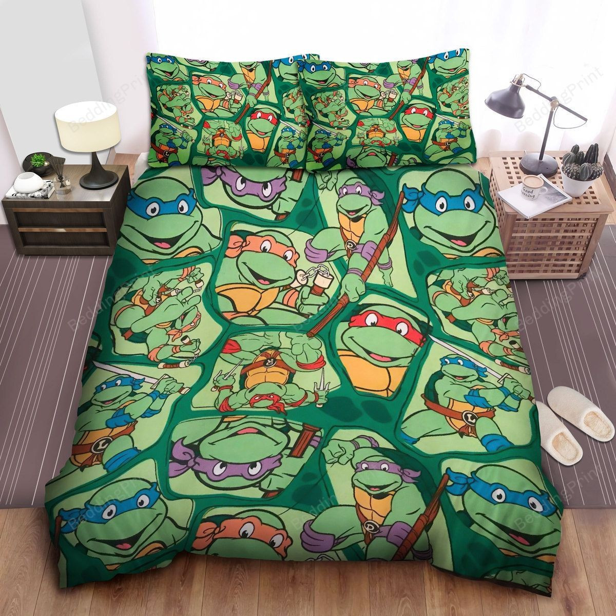 Teenage Mutant Ninja Turtles In Comic Style Pattern Bed Sheets Duvet Cover Bedding Sets