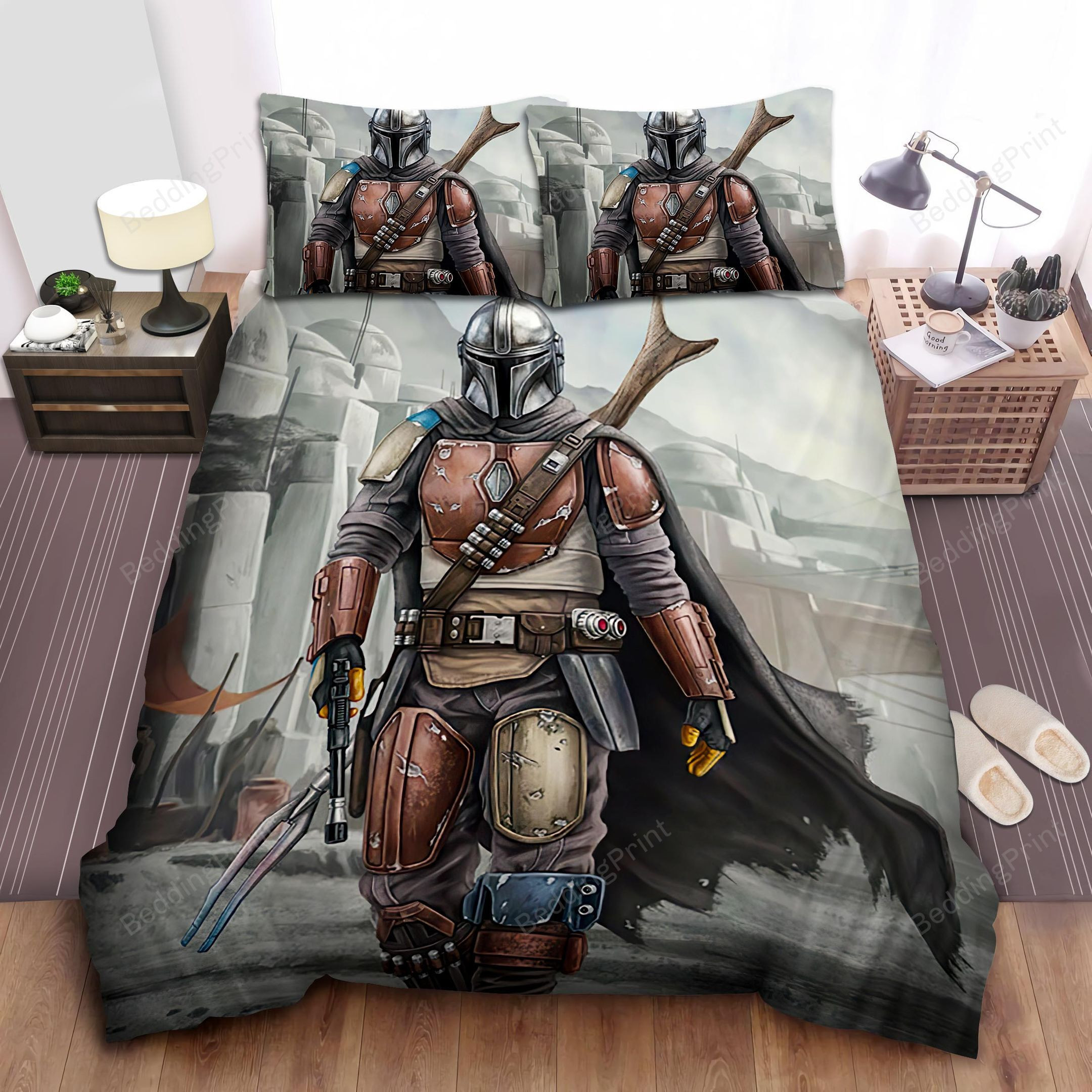 The Mandalorian In Bounty Hunter Costume Bed Sheets Duvet Cover Bedding Sets
