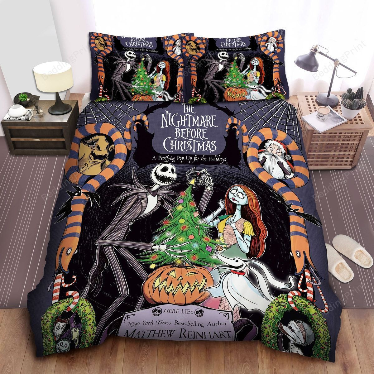 The Nightmare Before Christmas Jack & Sally Preparing For Christmas Bed Sheets Duvet Cover Bedding Sets