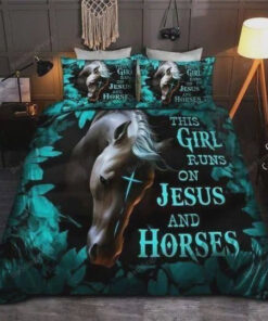 This Girls Runs On Jesus And Horses Bed Sheets Duvet Cover Bedding Sets