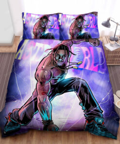 Travis Scott X Fortnite Astroworld Illustration Bed Sheets Duvet Cover Bedding Sets