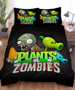 Video Games, Plants Vs Zombies, Cold Pea And Peashooter Bed Sheets Spread Duvet Cover Bedding Sets