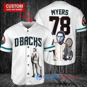 Arizona Diamondbacks x Halloween Michael Myers with Trophy Custom Baseball Jersey White