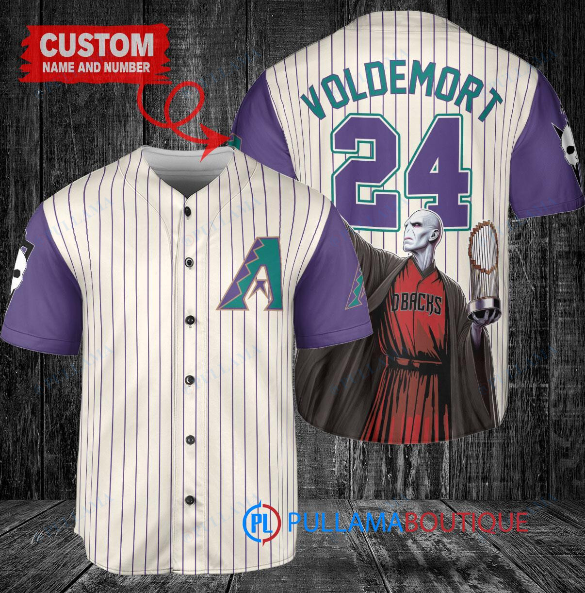 Arizona Diamondbacks x Lord Voldemort Baseball Jersey - Cream/Purple Trophy