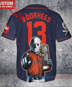 Astros Jason Voorhees Halloween World Series Trophy Baseball Jersey - Navy