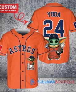 Astros x Baby Yoda Star Wars Mandalorian Trophy Baseball Jersey - Orange