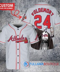 Atlanta Braves x Lord Voldemort Baseball Jersey Gray - Harry Potter Trophy