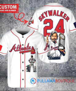 Atlanta Braves x Luke Skywalker Star Wars with Trophy Custom Baseball Jersey White