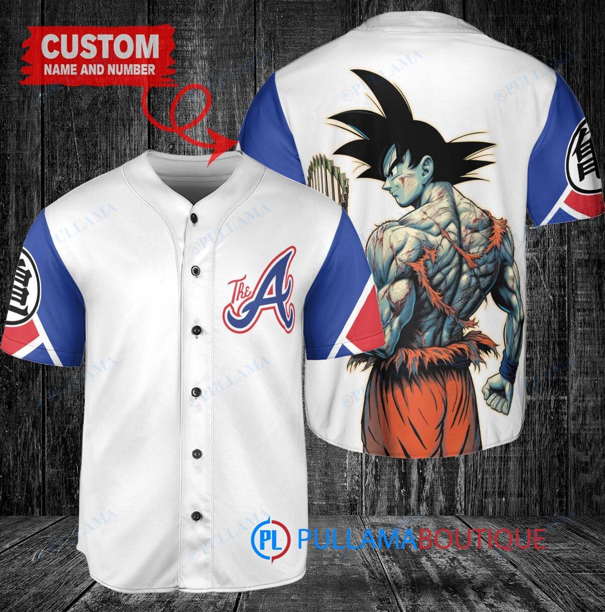 Atlanta Braves x Son Goku Kakarot Super Saiyan Dragon Ball Z with Trophy Baseball Jersey White City Connect