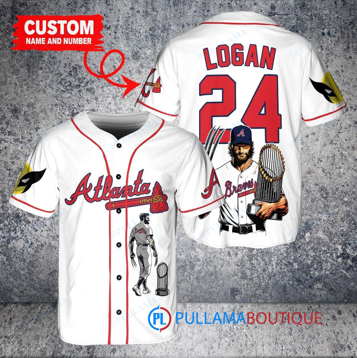 Atlanta Braves x Wolverine Logan with Trophy Custom Baseball Jersey White