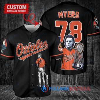 Baltimore Orioles x Halloween Michael Myers with Trophy Custom Baseball Jersey Black