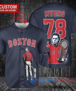 Boston Red Sox x Halloween Michael Myers with Trophy Custom Baseball Jersey Navy
