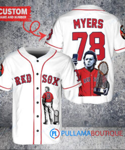 Boston Red Sox x Halloween Michael Myers with Trophy Custom Baseball Jersey White
