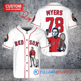 Boston Red Sox x Halloween Michael Myers with Trophy Custom Baseball Jersey White