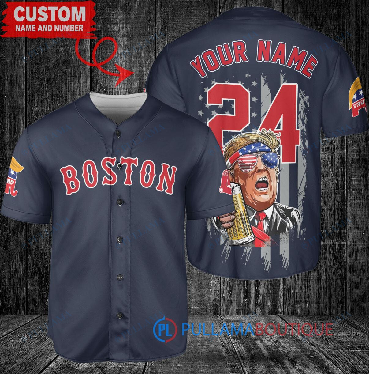 Boston Red Sox x Limited Edition with World Series Trophy Custom Baseball Jersey Navy