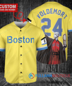 Boston Red Sox x Lord Voldemort Harry Potter Baseball Jersey - Gold/Light Blue
