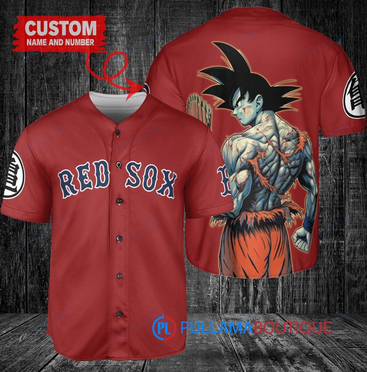 Boston Red Sox x Son Goku Kakarot Super Saiyan Dragon Ball Z with Trophy Baseball Jersey Red