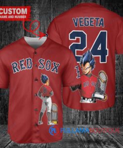 Boston Red Sox x Vegeta Super Saiyan Dragon Ball Z with Trophy Custom Baseball Jersey Red