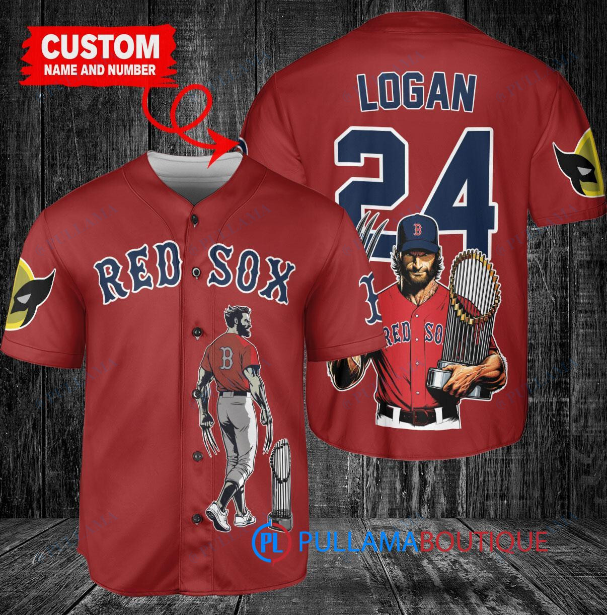 Boston Red Sox x Wolverine Logan with Trophy Custom Baseball Jersey Red