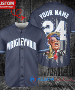 Chicago Cubs Limited Edition World Series Trophy Baseball Jersey - Navy