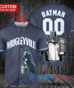 Chicago Cubs x DC Comics Batman Dark Knight Trophy Baseball Jersey - Navy