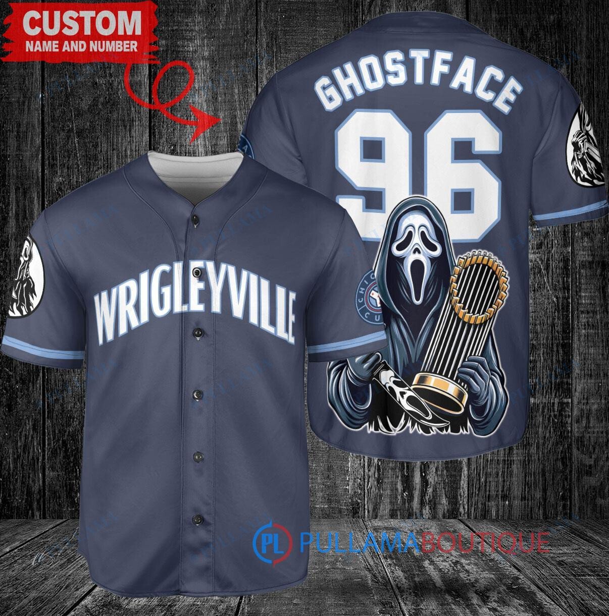 Chicago Cubs x Ghostface Scream Halloween World Series Trophy Baseball Jersey