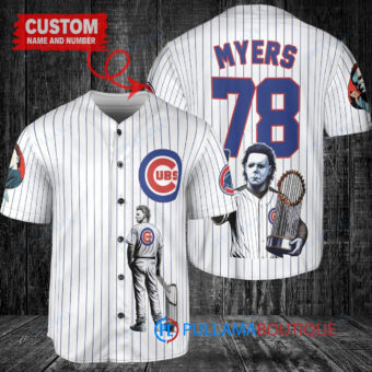 Chicago Cubs x Halloween Michael Myers with Trophy Custom Baseball Jersey White
