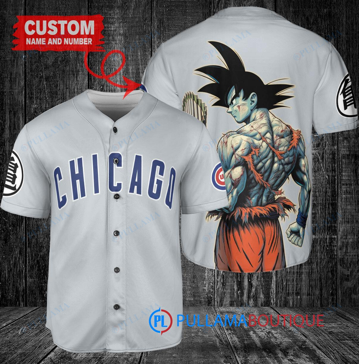 Chicago Cubs x Son Goku Kakarot Super Saiyan Dragon Ball Z with Trophy Baseball Jersey Gray