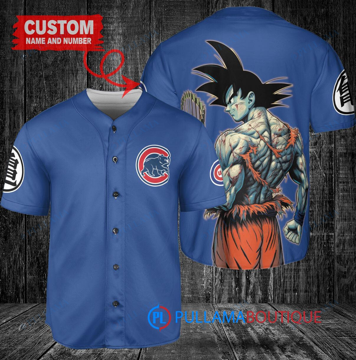 Chicago Cubs x Son Goku Kakarot Super Saiyan Dragon Ball Z with Trophy Baseball Jersey Royal
