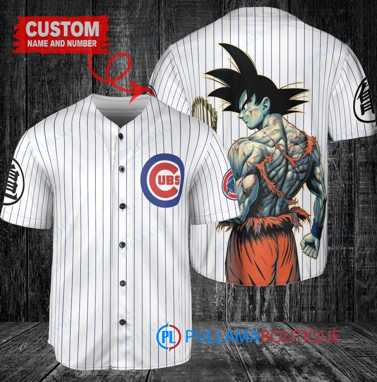 Chicago Cubs x Son Goku Kakarot Super Saiyan Dragon Ball Z with Trophy Baseball Jersey White