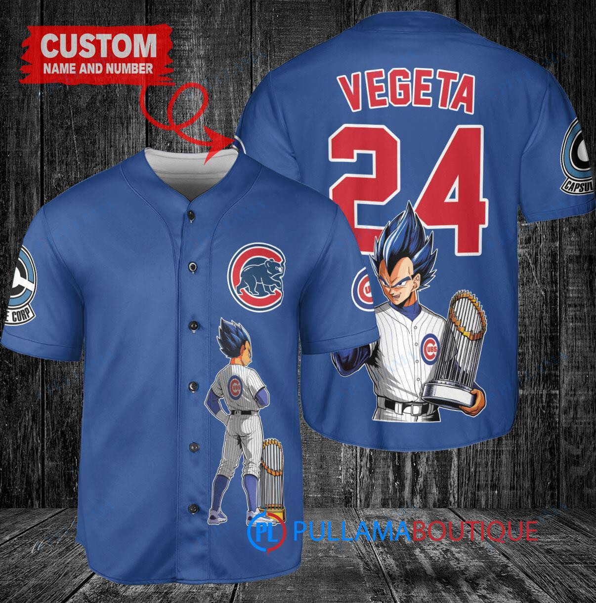 Chicago Cubs x Vegeta Super Saiyan Dragon Ball Z with Trophy Custom Baseball Jersey Royal