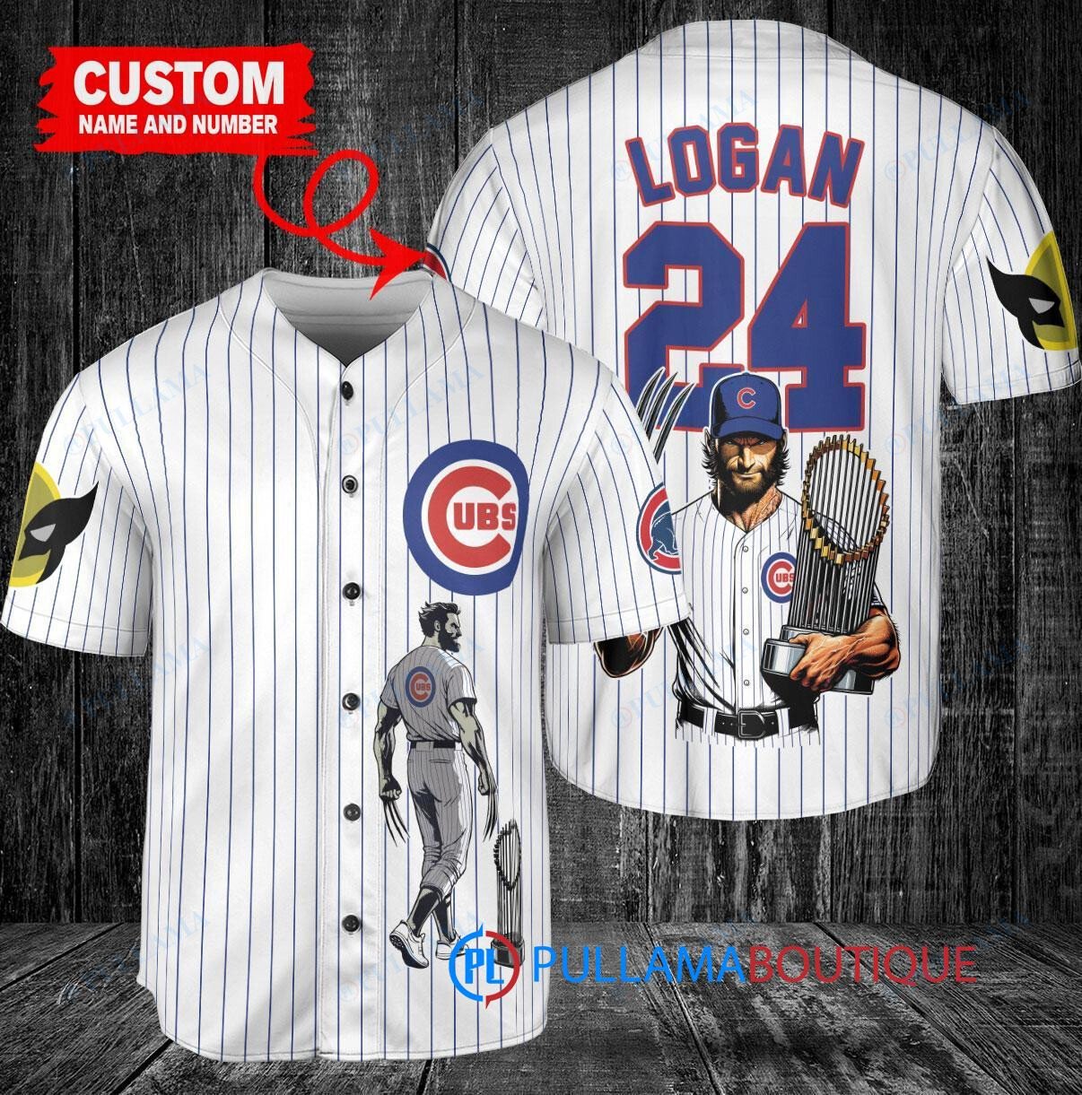 Chicago Cubs x Wolverine Logan with Trophy Custom Baseball Jersey White