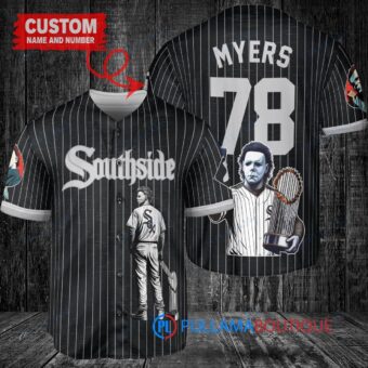 Chicago White Sox x Halloween Michael Myers with Trophy Custom Baseball Jersey Black City Connect