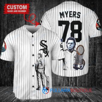 Chicago White Sox x Halloween Michael Myers with Trophy Custom Baseball Jersey White